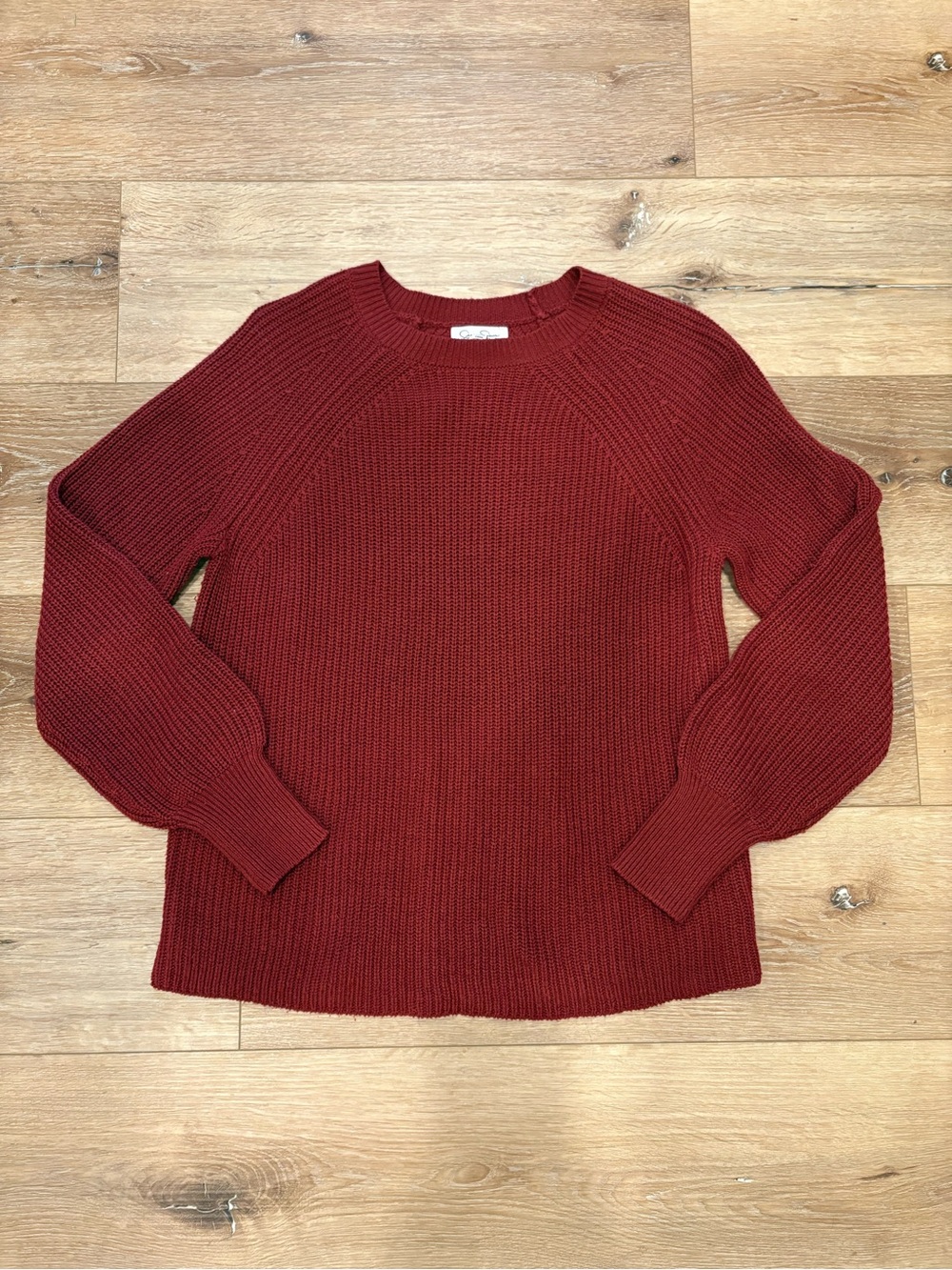 Women’s Jessica Simpson Rib-Knit Crewneck Sweater - Dark Red- Size Small